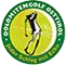 Logo von Dolomiten Golf, zeigt einen Golfer in Aktion.